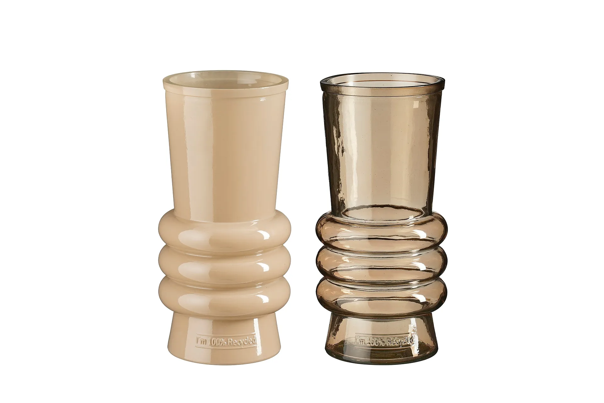 Vase Elles Transparent, Beige 13 x 13 cm